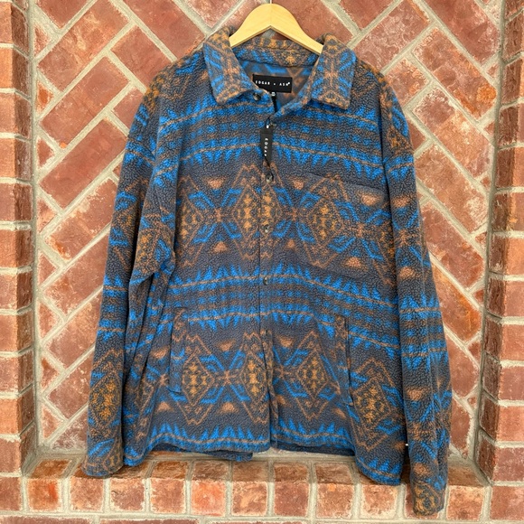 NWT Edgar & Ash Men’s XL Aztec Southwest Flannel Shacket Button Up Jacket Thick - Picture 1 of 8